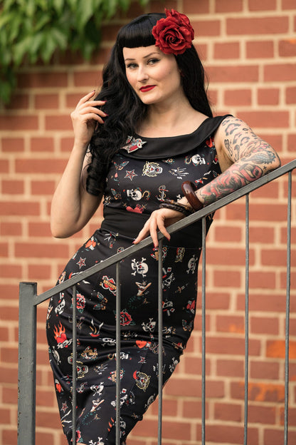 Darla Old School Tattoo Wiggle Dress