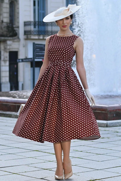 Helen Brown Polka Dot Cotton Midi Dress