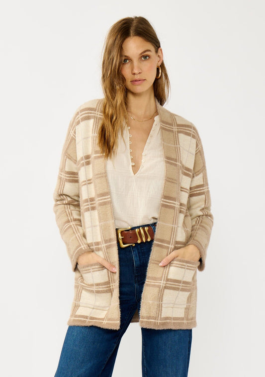 Echo Ridge Fuzzy Plaid Cardigan