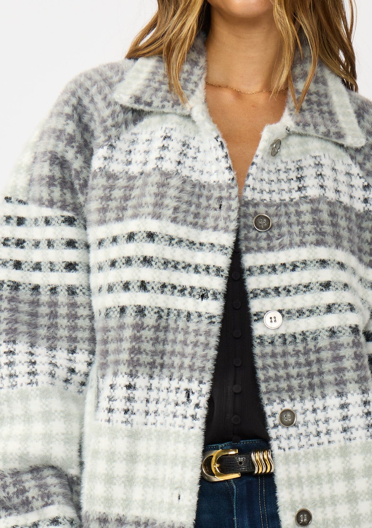 Ashford Fuzzy Plaid Coatigan