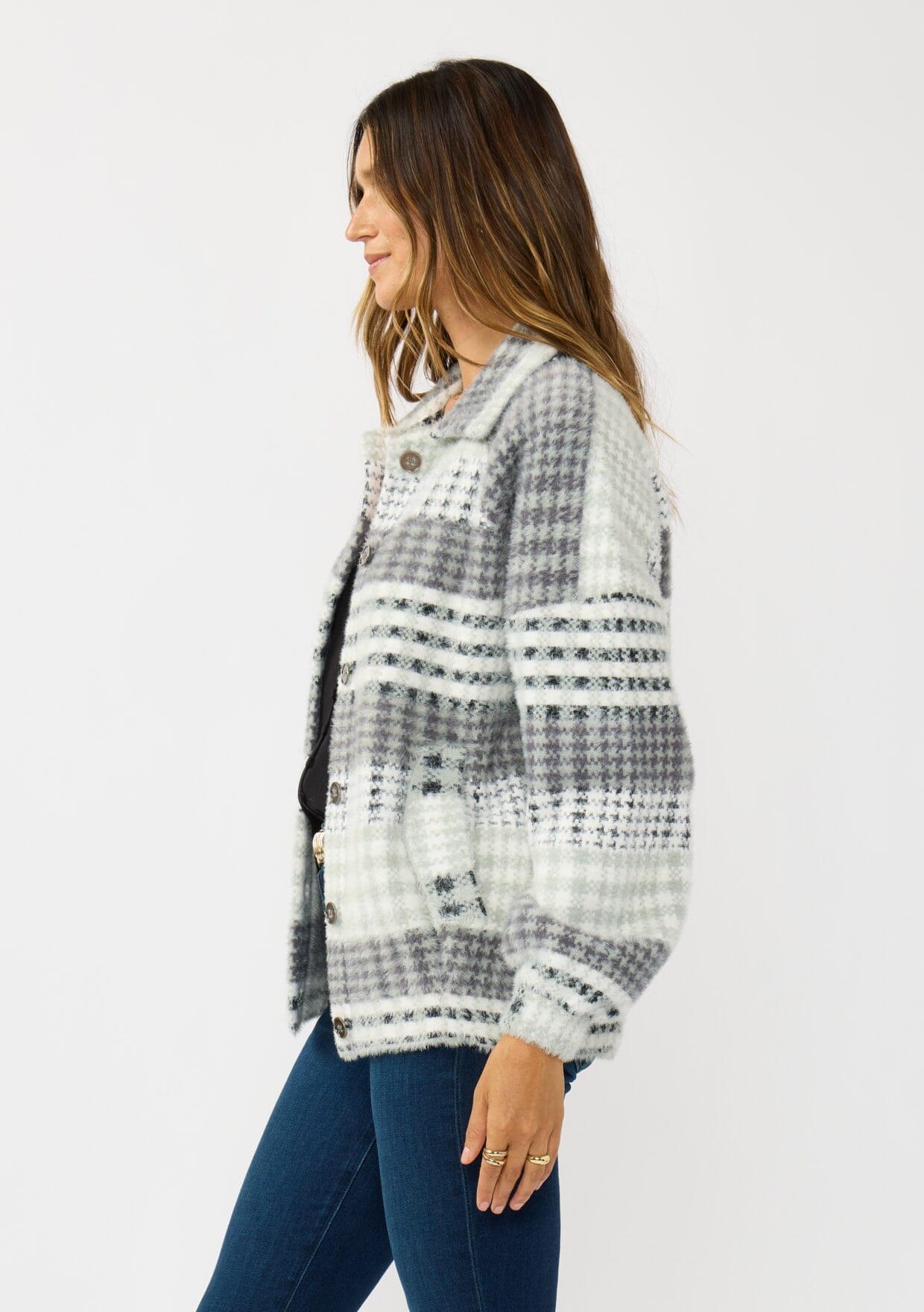 Ashford Fuzzy Plaid Coatigan