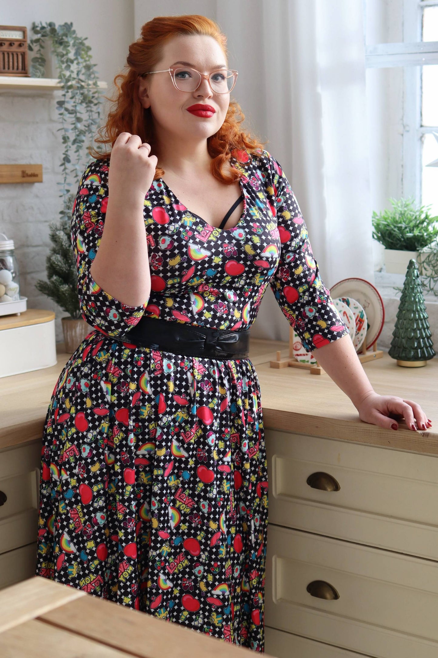 Billie Long Sleeved Retro Pop Art Dress