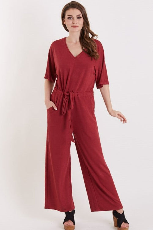 Charlotte Burgundy Wide Leg Jumpsuit
