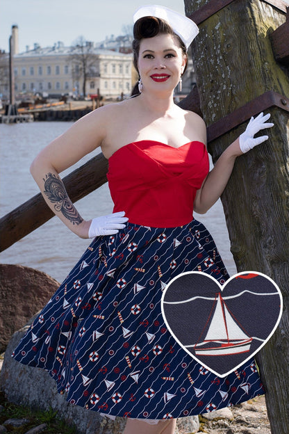 Melissa Red & Navy Nautical Strapless Dress