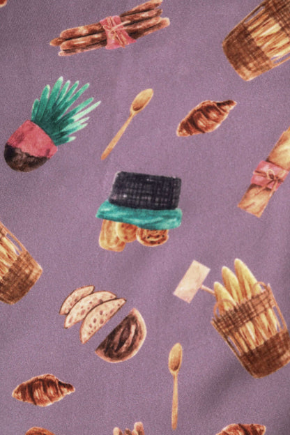 Janice Tea Dress In Purple Pastry Print