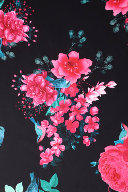 Grace Black Floral Pleated Bust Dress