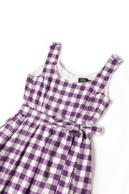 Amanda Purple Gingham Swing Dress