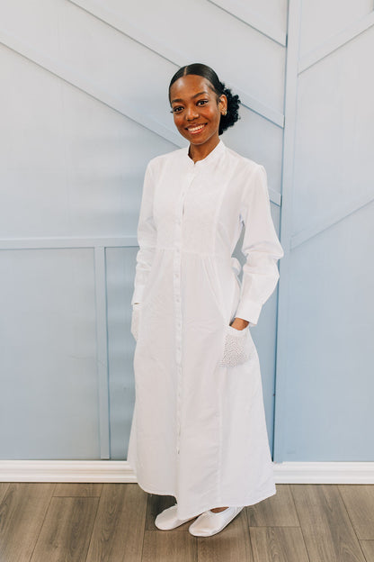 White Circle LDS Temple Dress-Petite