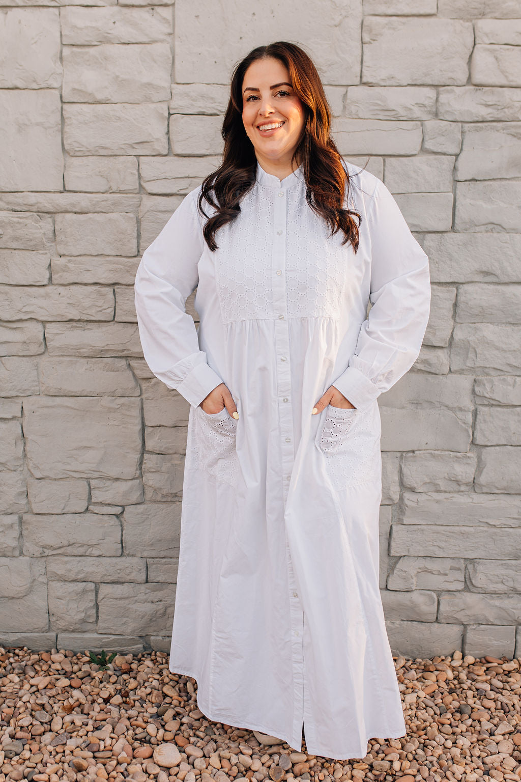 White Circle LDS Temple Dress