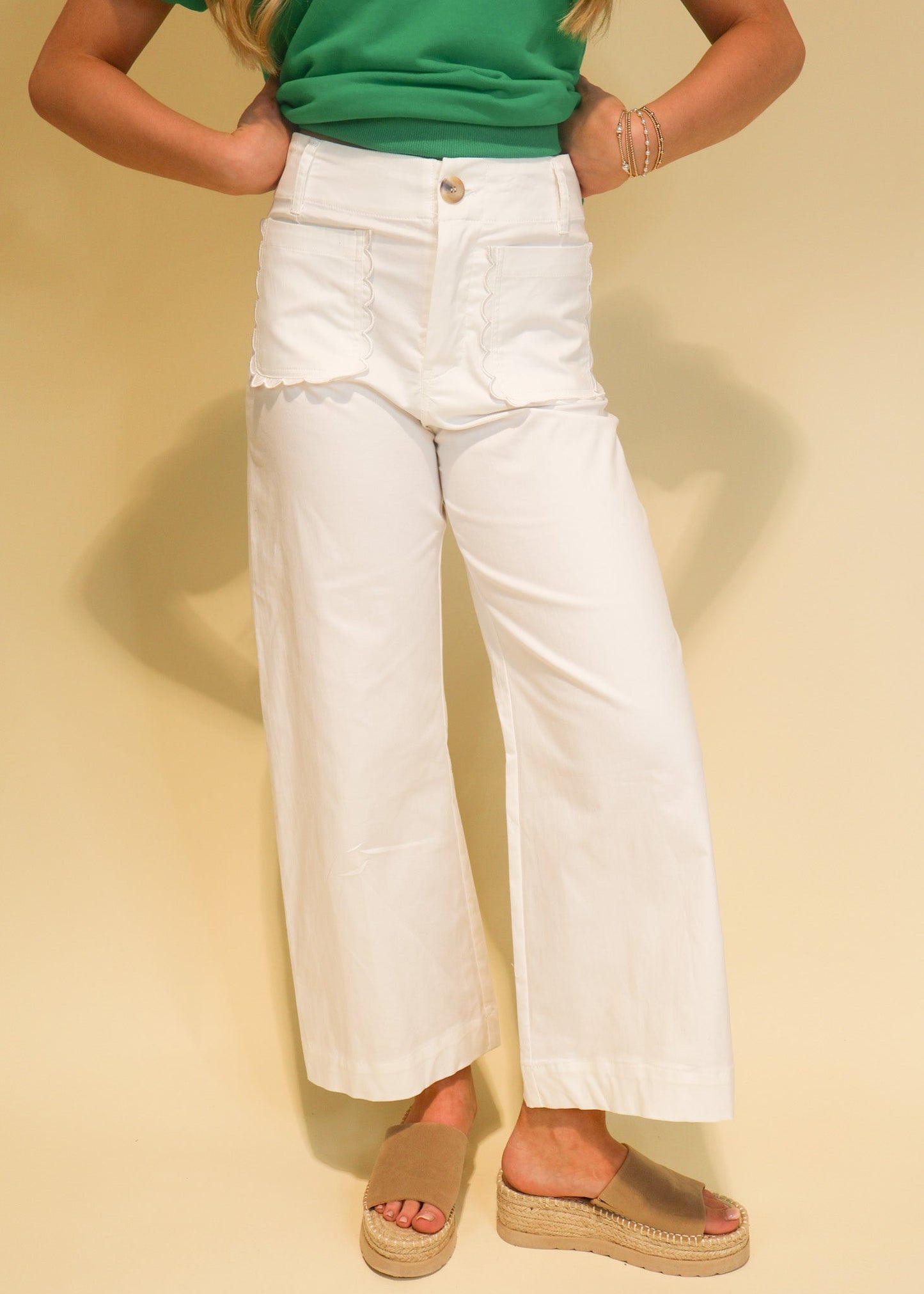 Clara High-Rise Scallop Pocket Pants