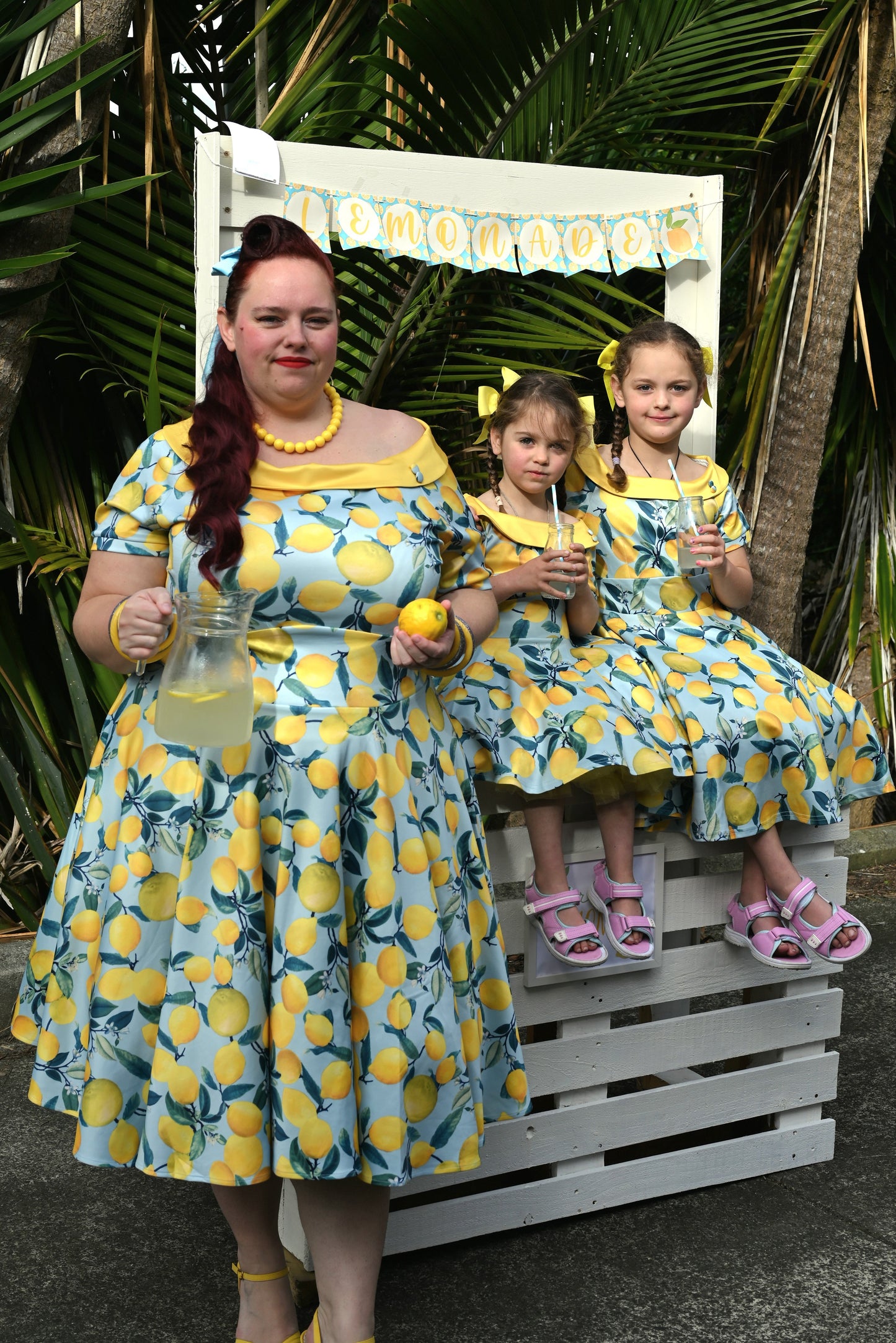 Darlene Blue Lemon Flared Dress