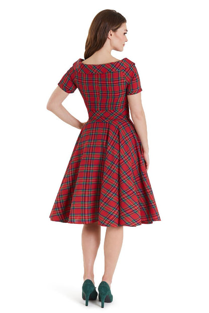 Darlene Retro Highland Red Tartan Circle Dress