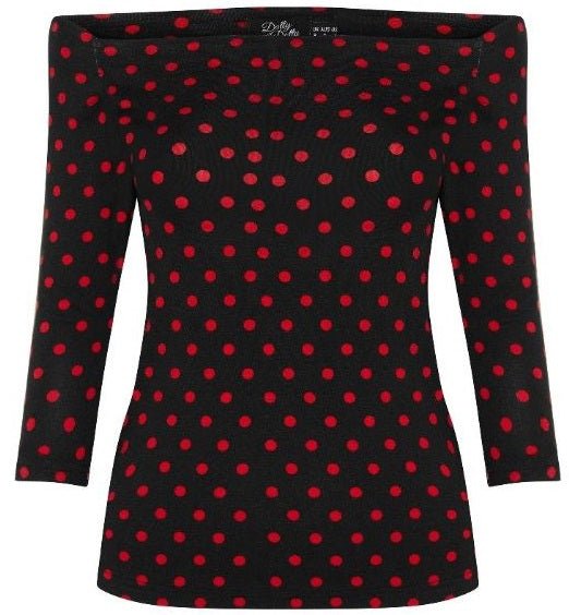 Gloria Black-Red Polka Dot Top