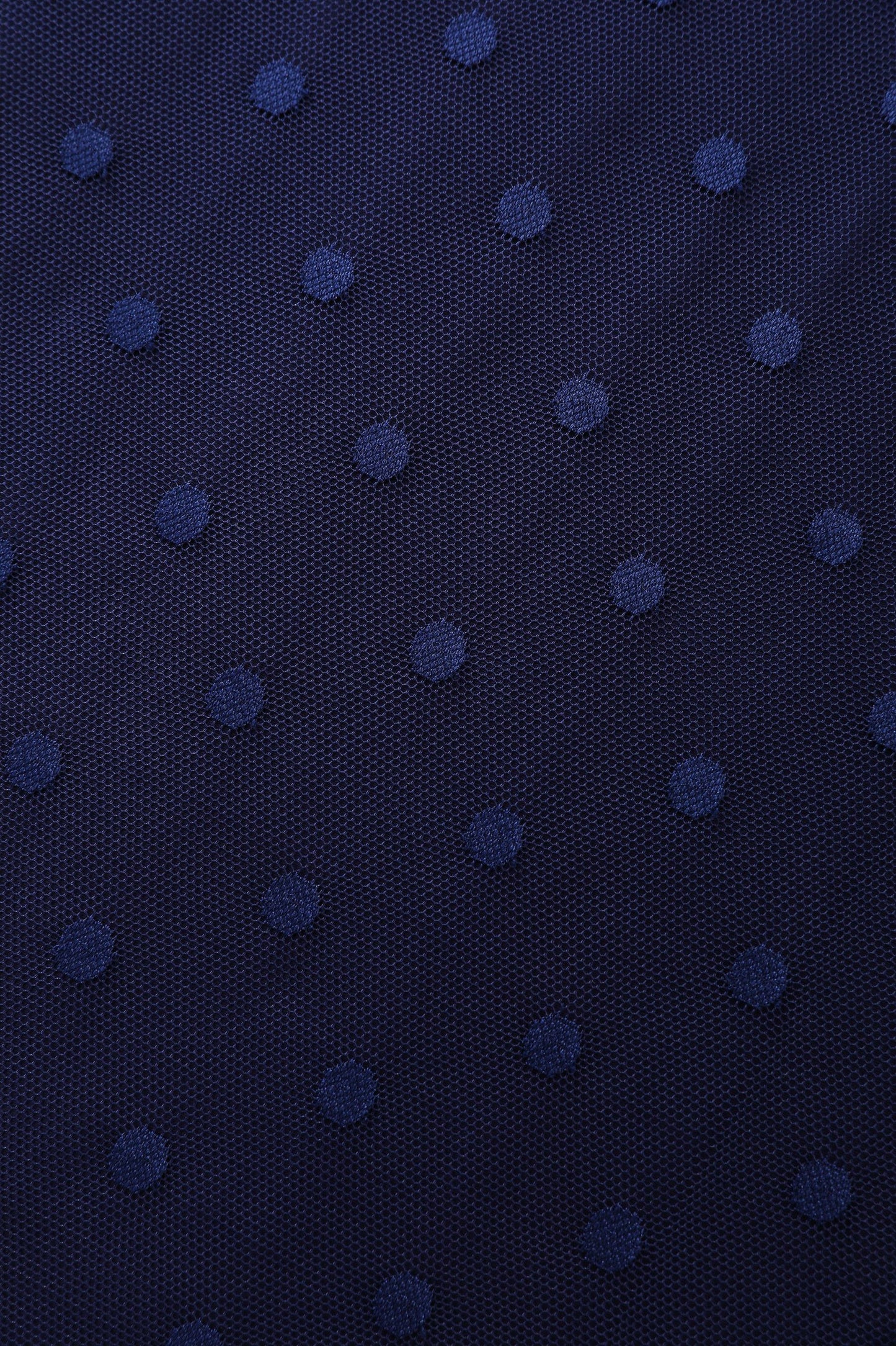 Dorothea Navy Blue Polka Dot Mesh Halter Dress