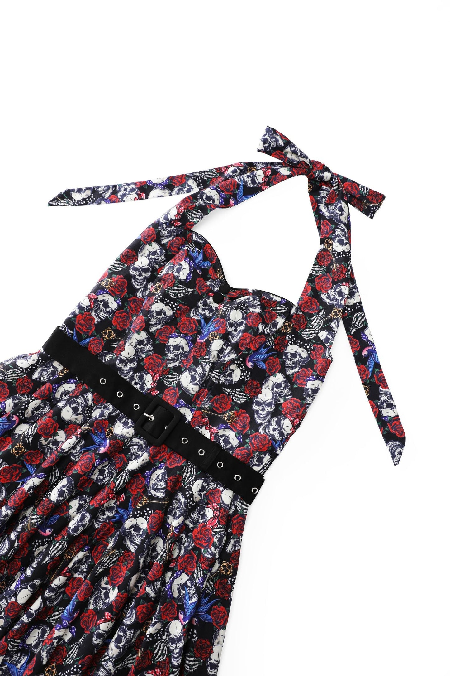 Daisy Rockabilly Pinup Girl Skull Halter Dress