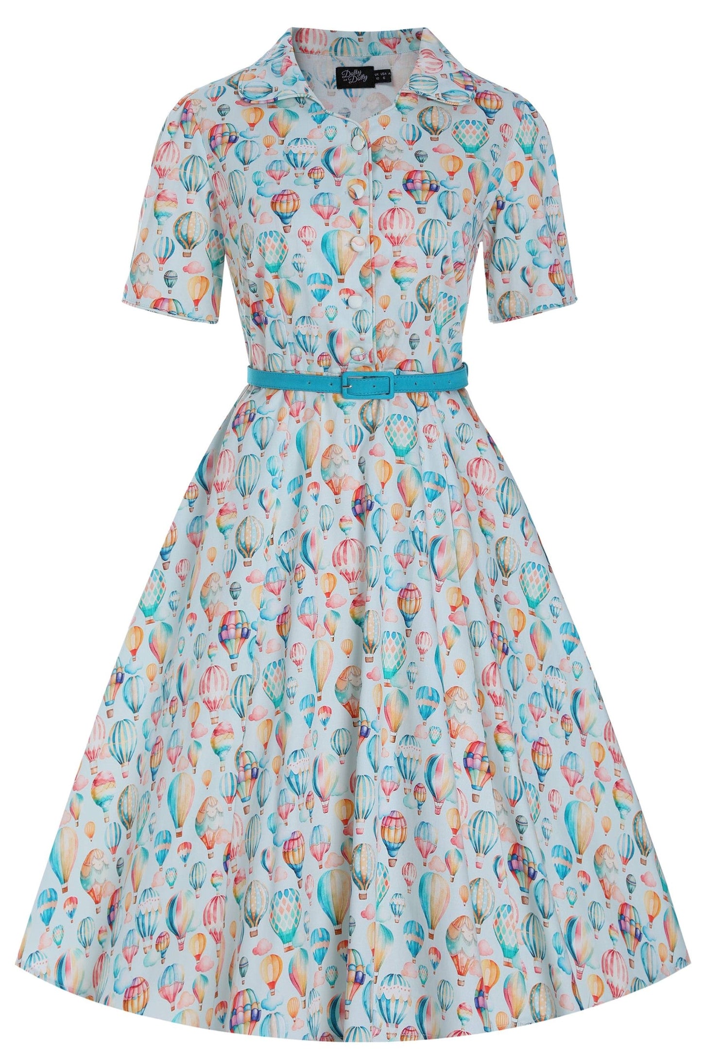 Penelope Hot Air Balloon Festival Shirt Dress In Light Blue
