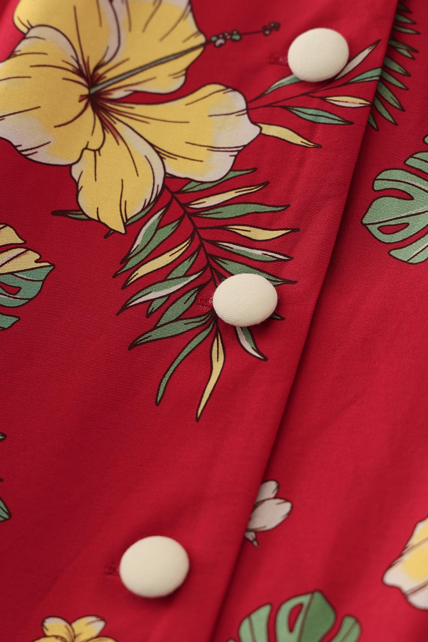 Mollie Red Vintage Hibiscus Full Circle Shirt Dress