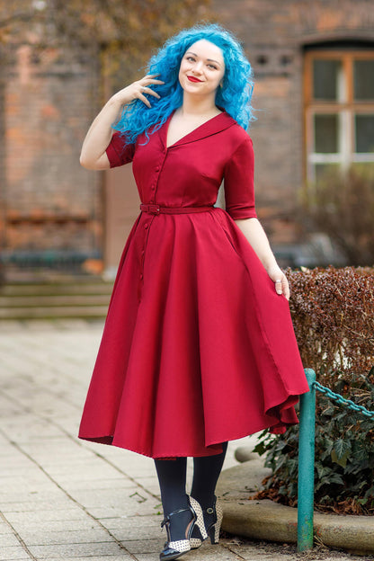 Mollie Scarlette Red Full Circle Shirt Dress