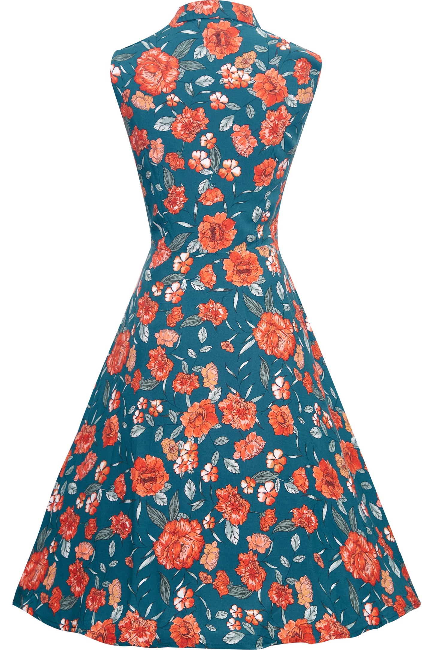 Poppy Blue & Orange Floral Collar Shirt Dress
