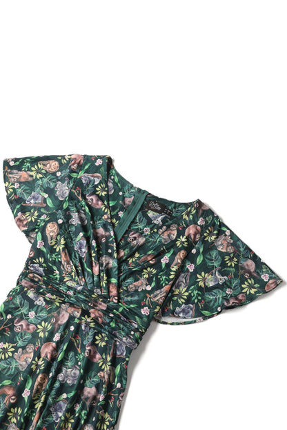 Donna Crossover Koala & Sloth Casual Dress