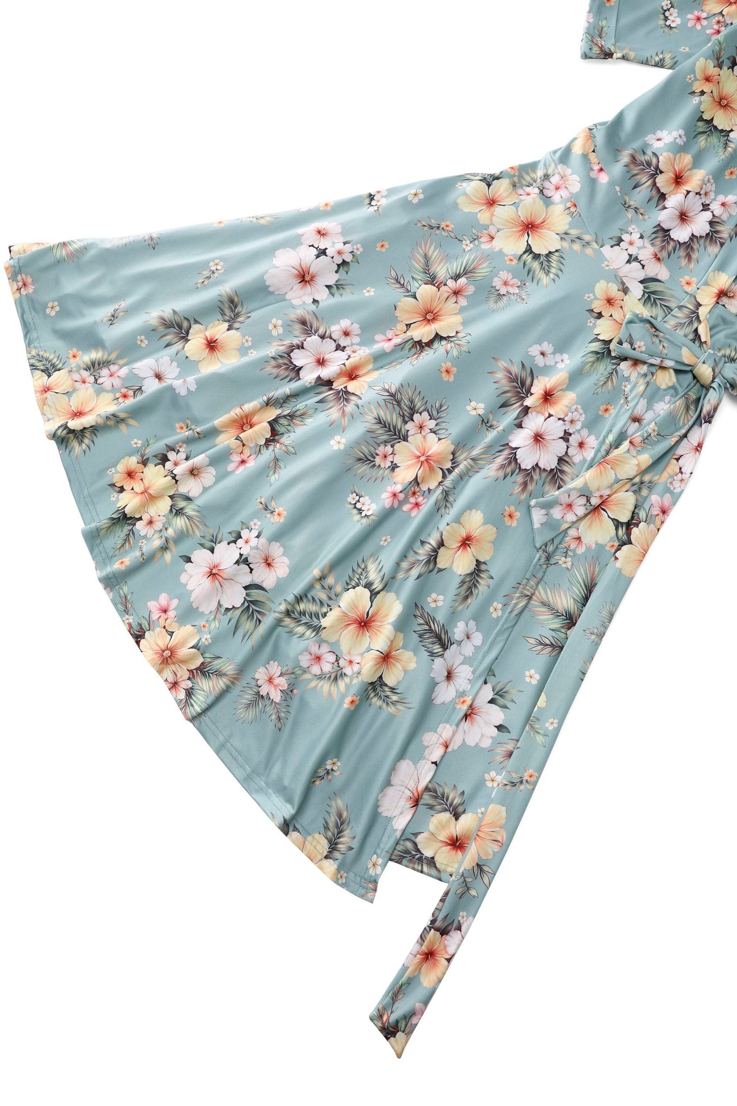 Matilda Sage Tropical Hibiscus Wrap Dress