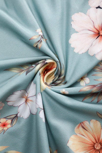 Matilda Sage Tropical Hibiscus Wrap Dress