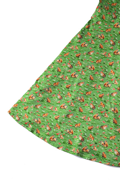 Matilda Capybara Green Wrap Dress