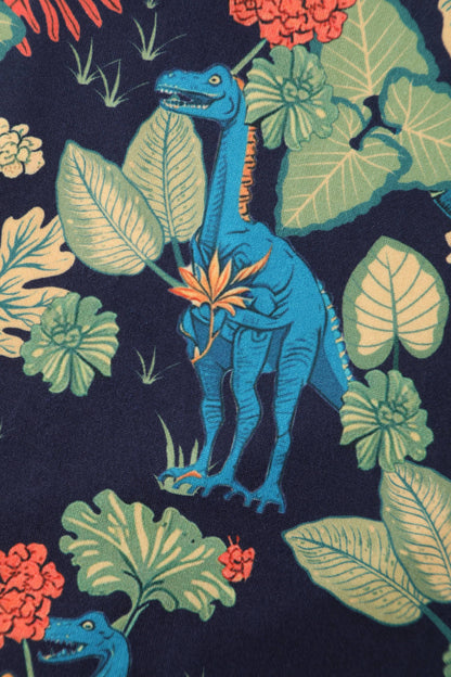 Billie Navy Blue Tropical Dinosaur Dress