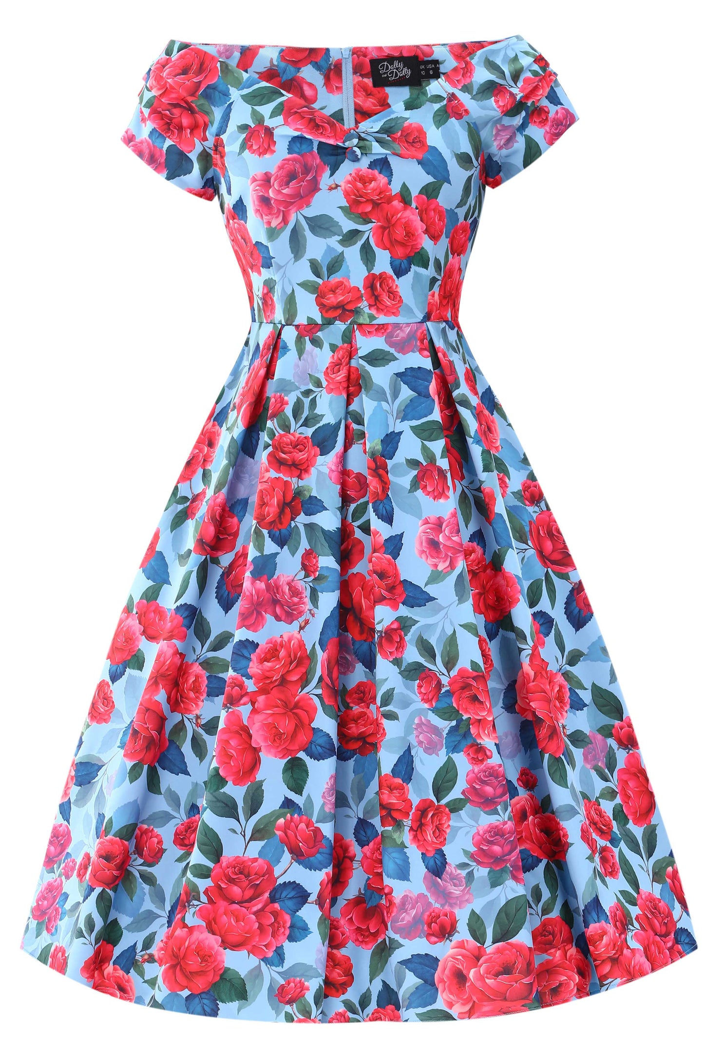 Lily Pink Peony Off Shoulder Dress In Blue