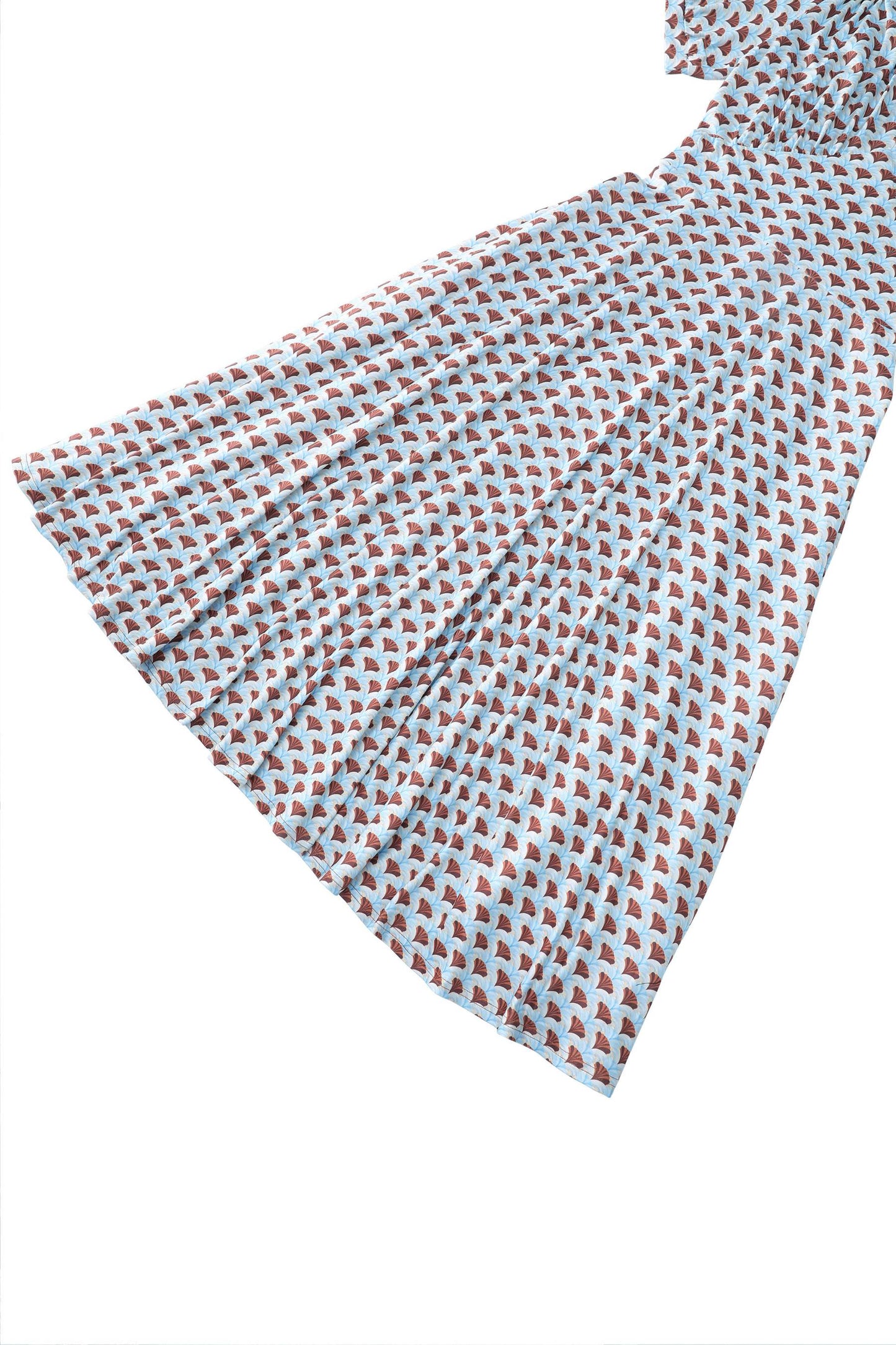 Julia 40s Light Blue Midi Dress In Seashell Print