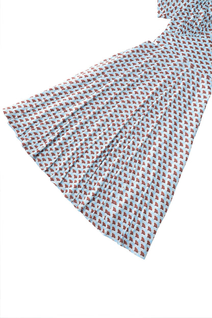 Julia 40s Light Blue Midi Dress In Seashell Print