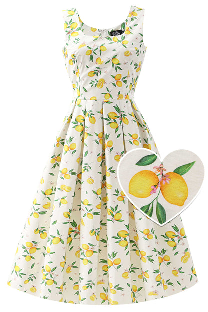 Ophelia White Lemon Midi Dress