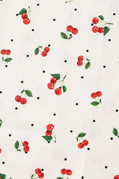 Ophelia White Cherry Midi Dress