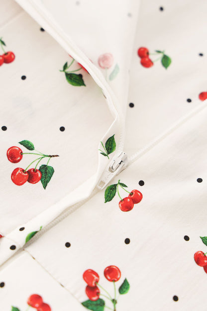 Ophelia White Cherry Midi Dress