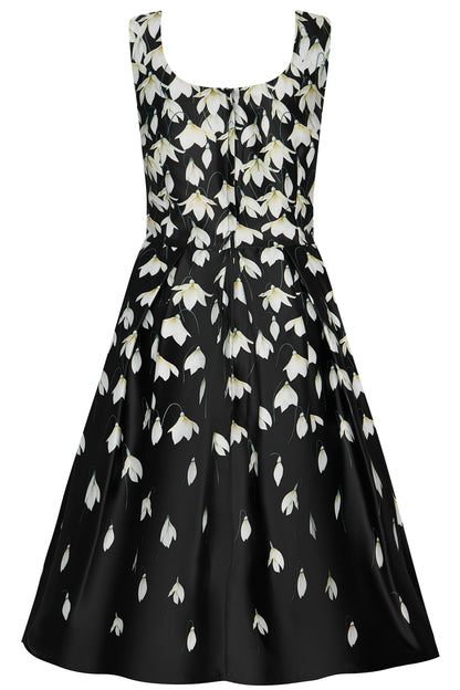 Gorgeous Amanda 50s Inspired Black Swing Dress & Snowdrops