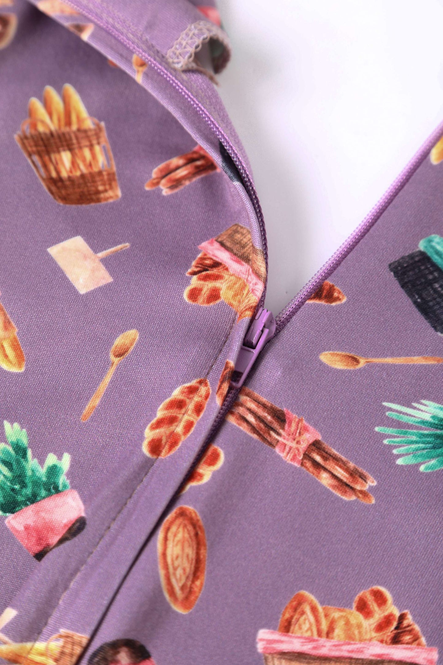 Janice Tea Dress In Purple Pastry Print