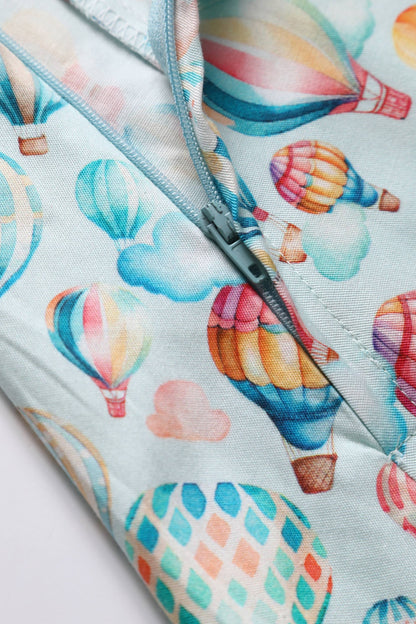 Penelope Hot Air Balloon Festival Shirt Dress In Light Blue