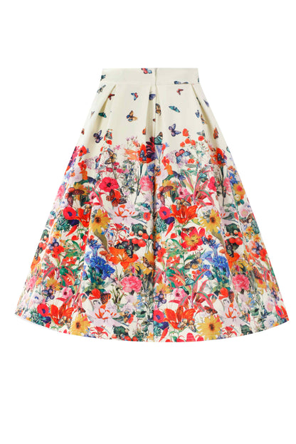Aisley Butterfly Garden Pleated Midi Skirt