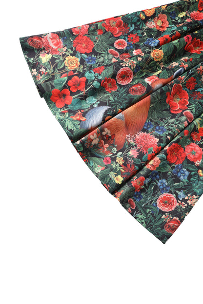 Aisley Forest Fox Floral Midi Skirt