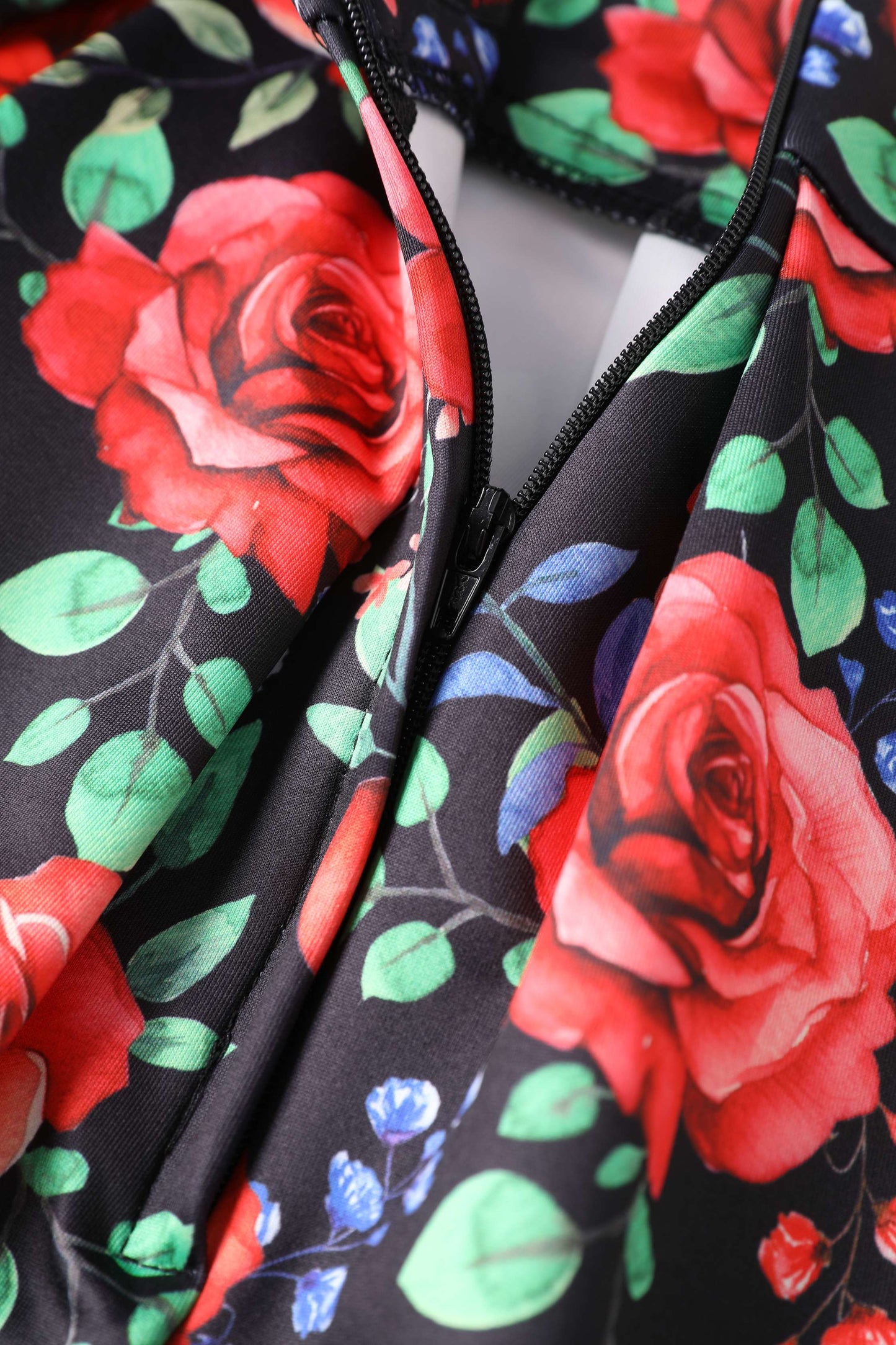 Aisley Red Rose Midi Skirt in Black/Red