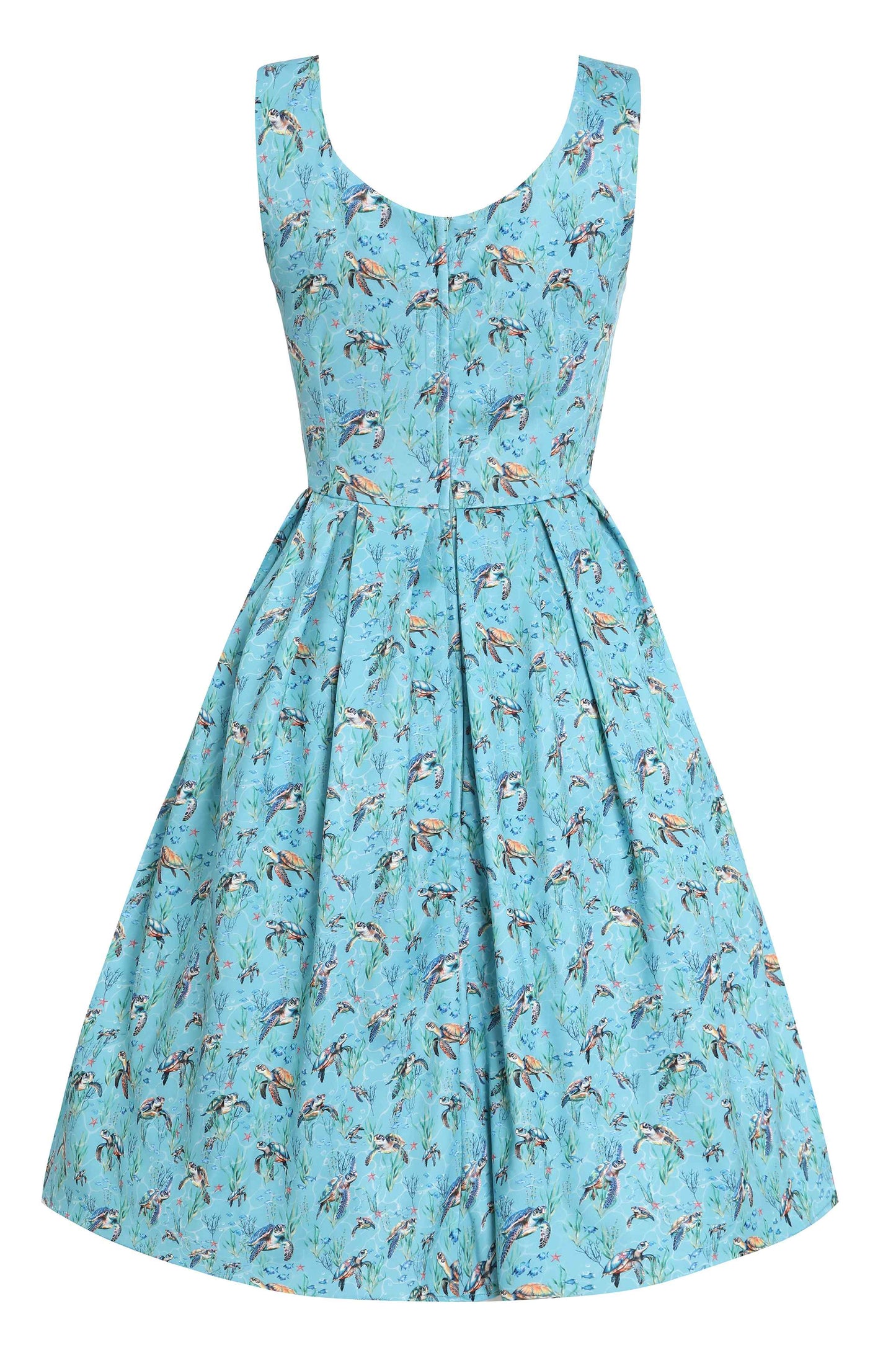 Amanda Aquamarine Turtle Print Flared Dress