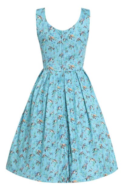 Amanda Aquamarine Turtle Print Flared Dress