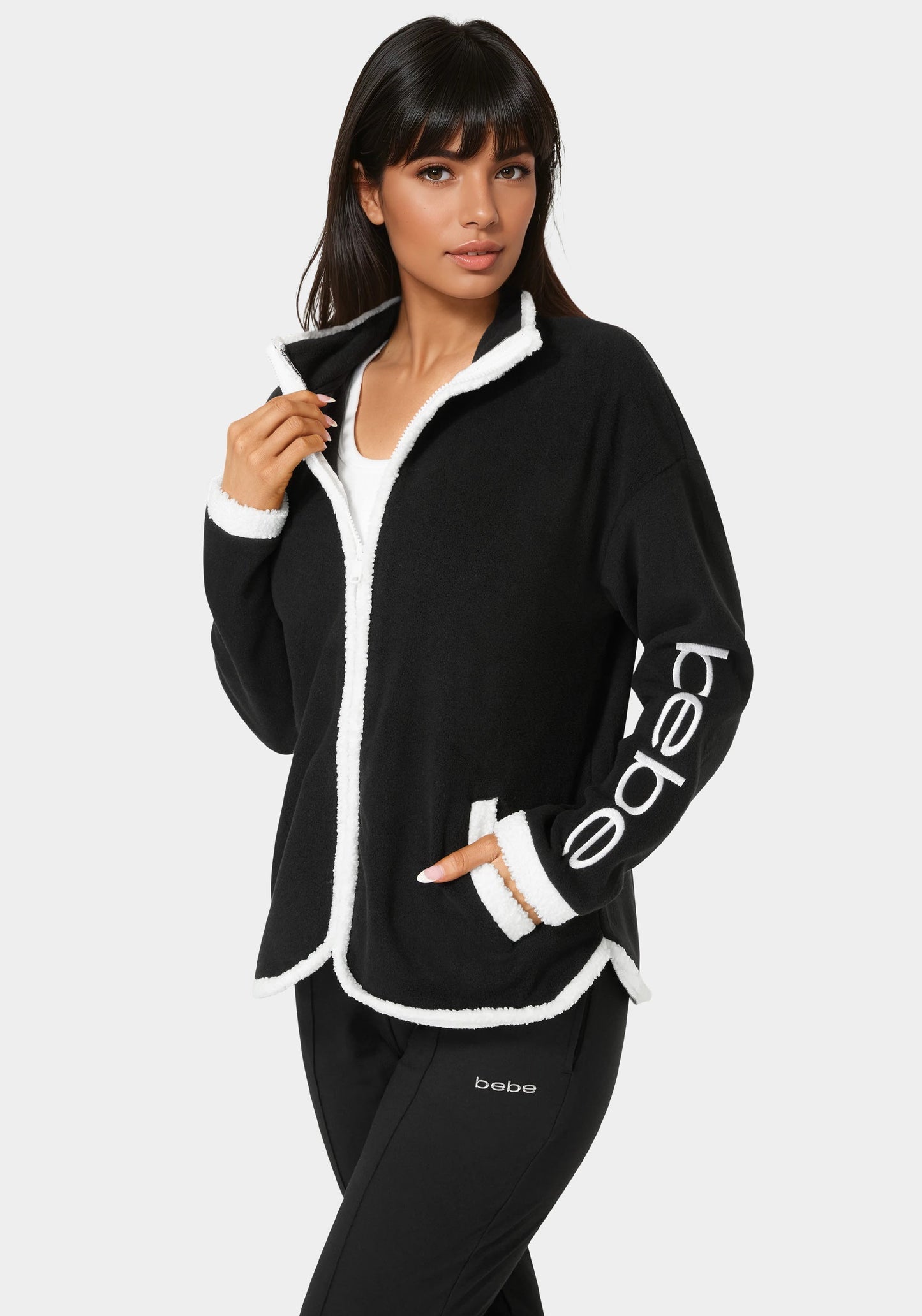 Polar Fleece Jacket With Teddy Fur Trim