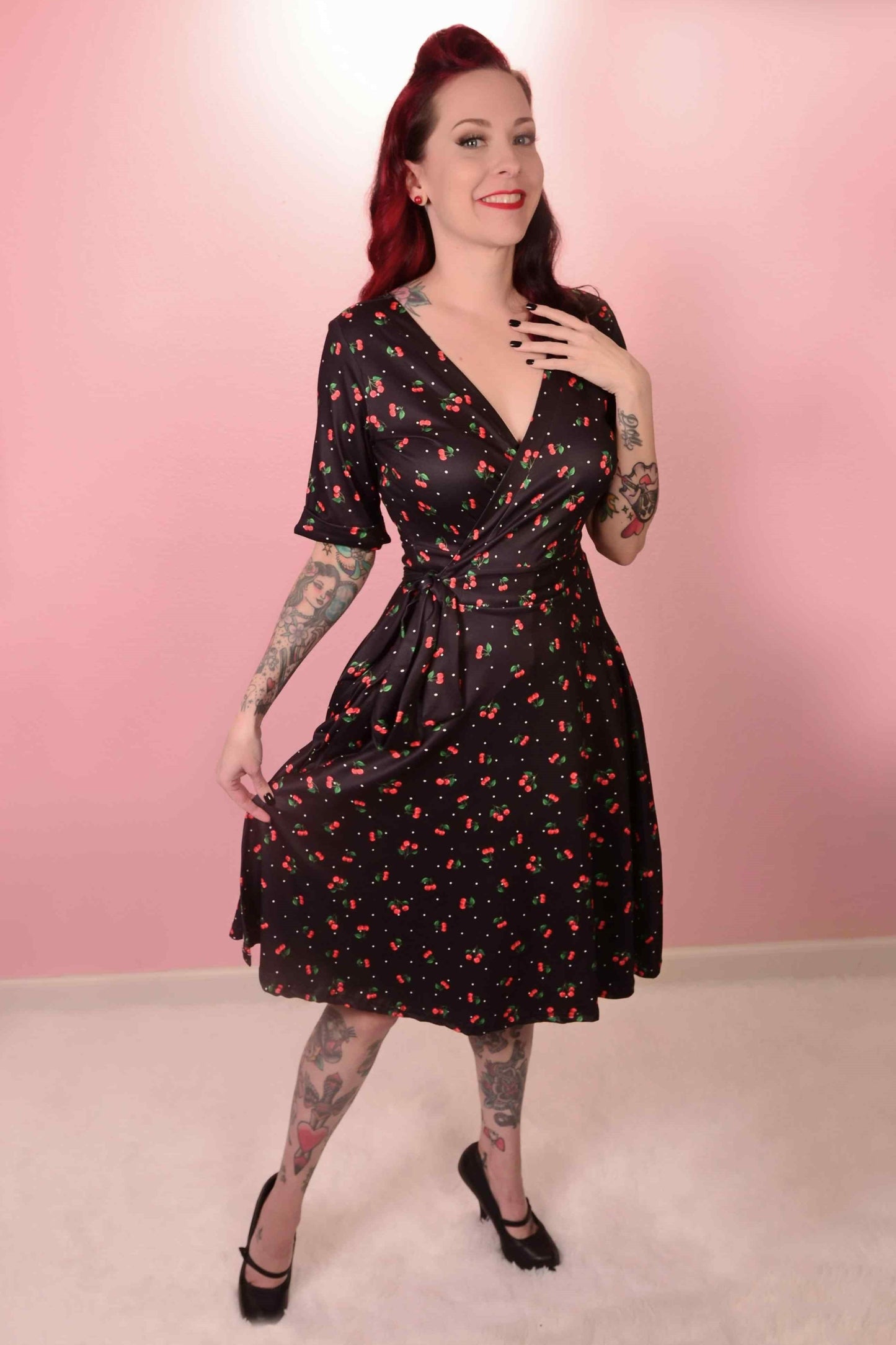 Matilda Black Cherry Wrap Dress