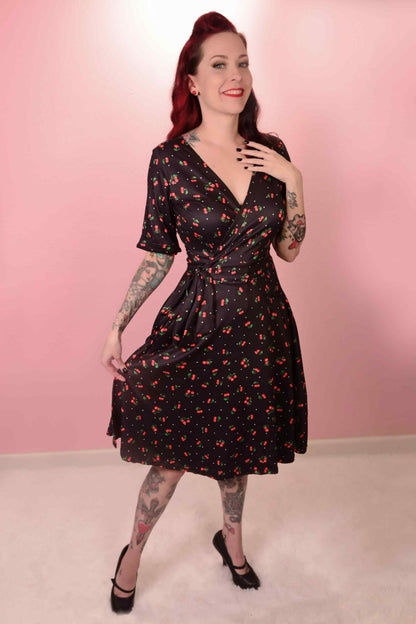 Matilda Black Cherry Wrap Dress