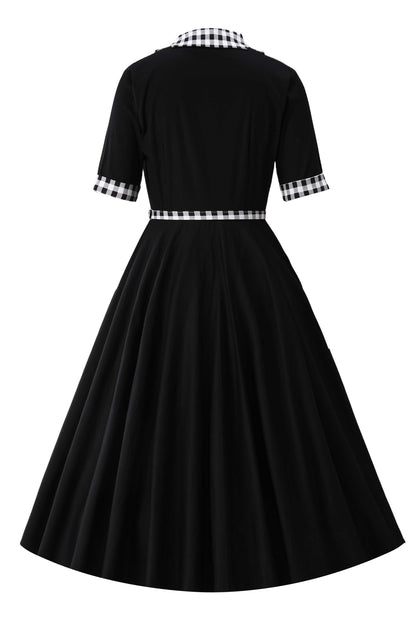 Mollie Black Full Circle Shirt Dress With Gingham