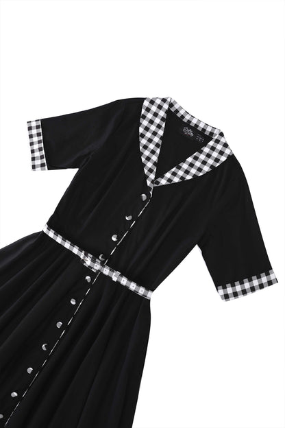 Mollie Black Full Circle Shirt Dress With Gingham