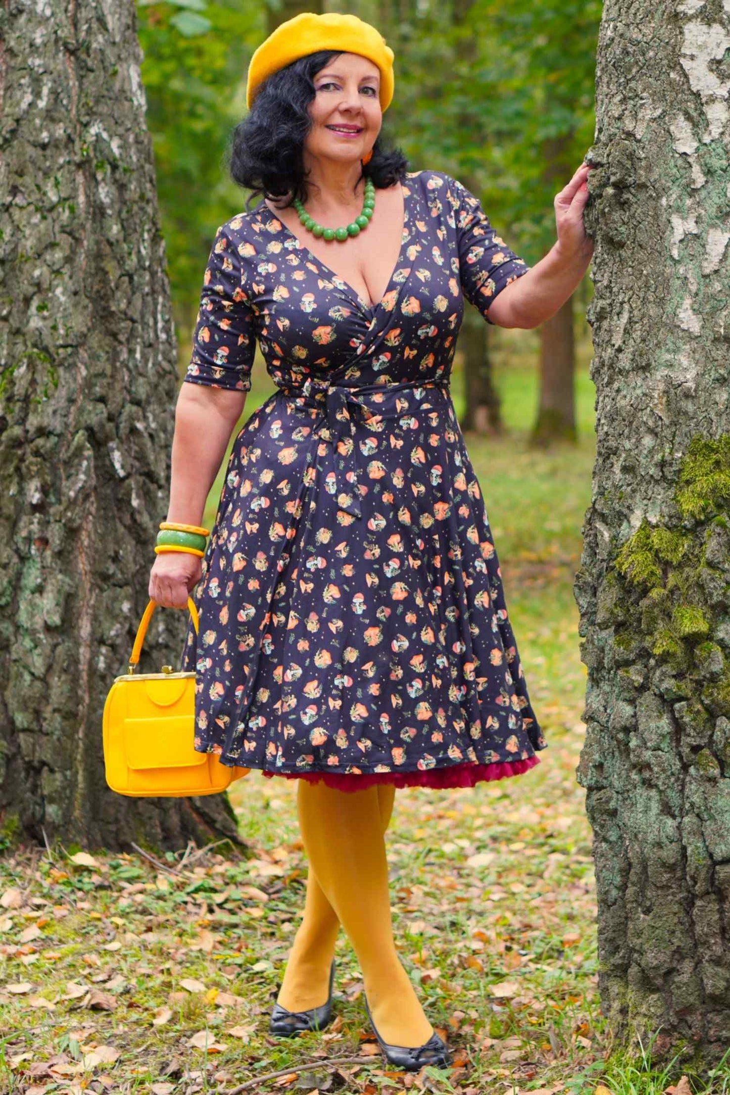 Matilda Black Mushroom Wrap Dress