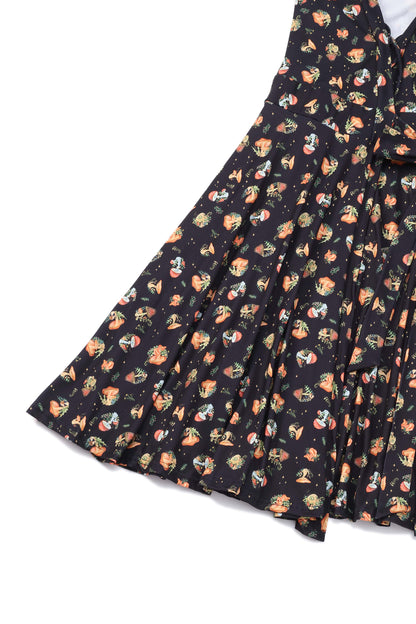 Matilda Black Mushroom Wrap Dress