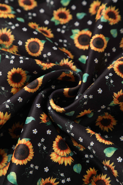 Darlene Black Sunflower Swing Dress